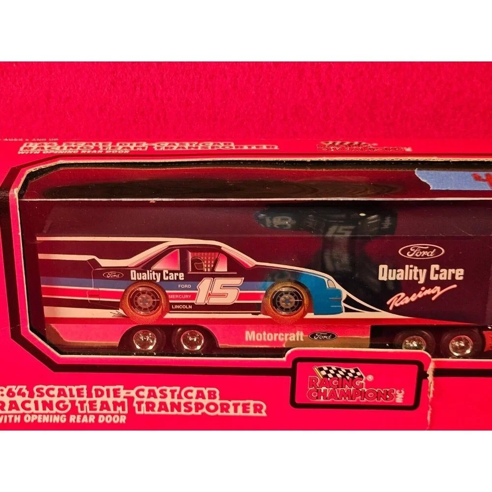 QUALITY CARE RACING NASCAR #15 TRANSPORTER BUNDLE w/MATCHING STOCKCAR - NIB‎